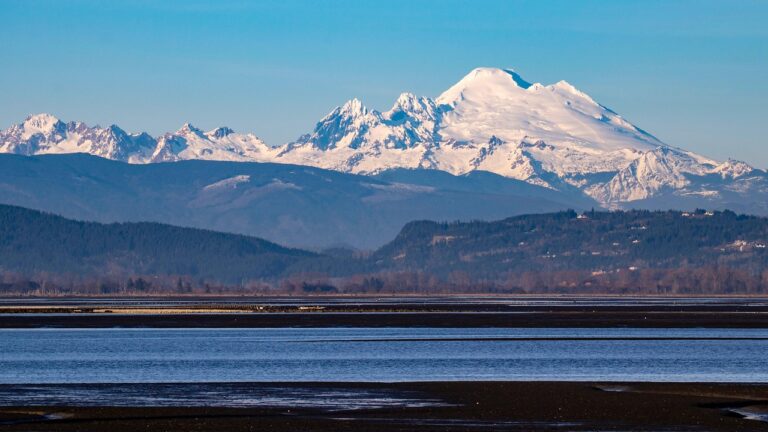 A view of Mount Baker from Olympic National Park, which offers stunning ocean views