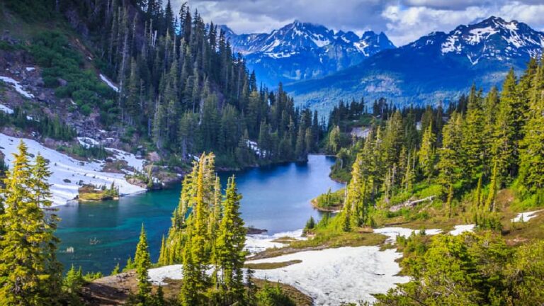 a beautiful lake surrounded by mountains