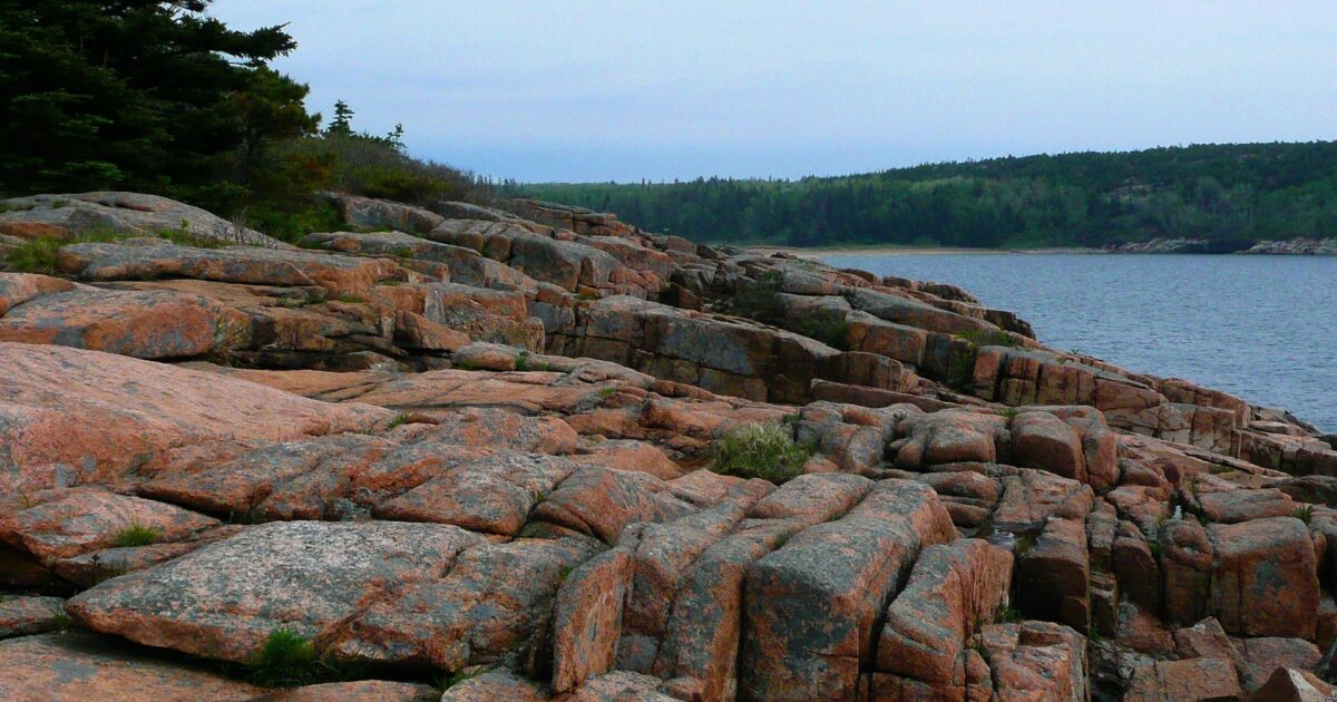 A view over a rocky beach at Acadia National Park