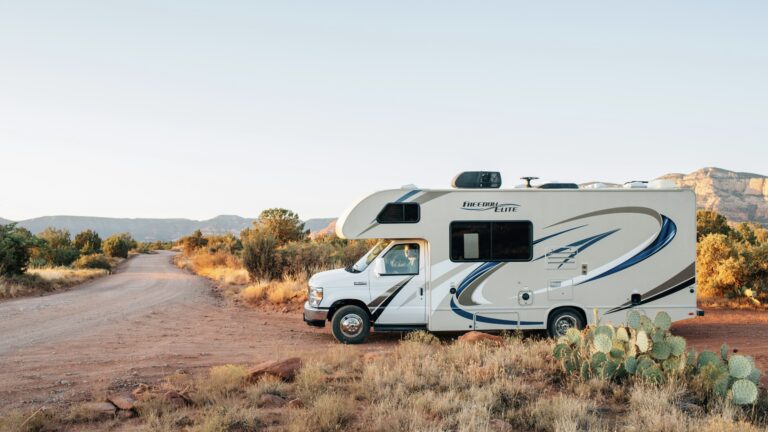 Class C motorhome in the desert