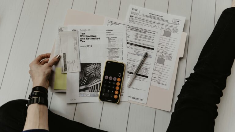 Tax paper on table