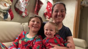 My family on our RV couch on Christmas eve