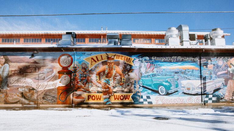 A mural along one of the best stretches of Historic Route 66, which turns 100 this year (making for a great 2026 RV road trip opportunity)